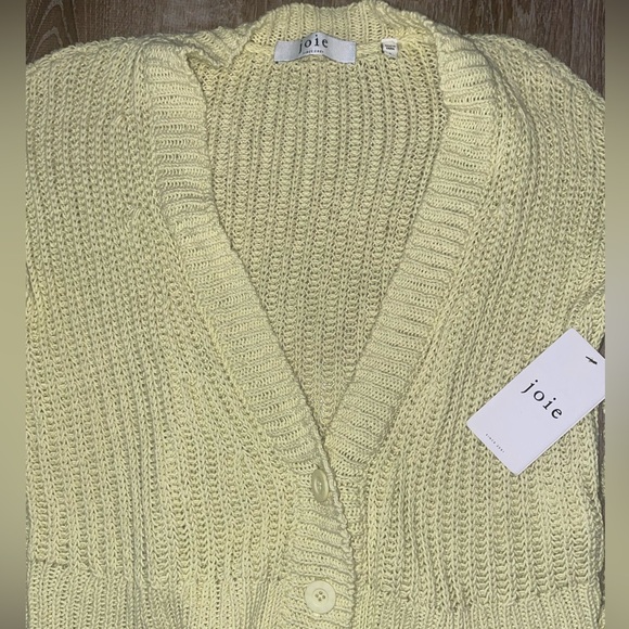 JOIE Deming Cardigan In Yellow | Cotton/Linen - Picture 3 of 7